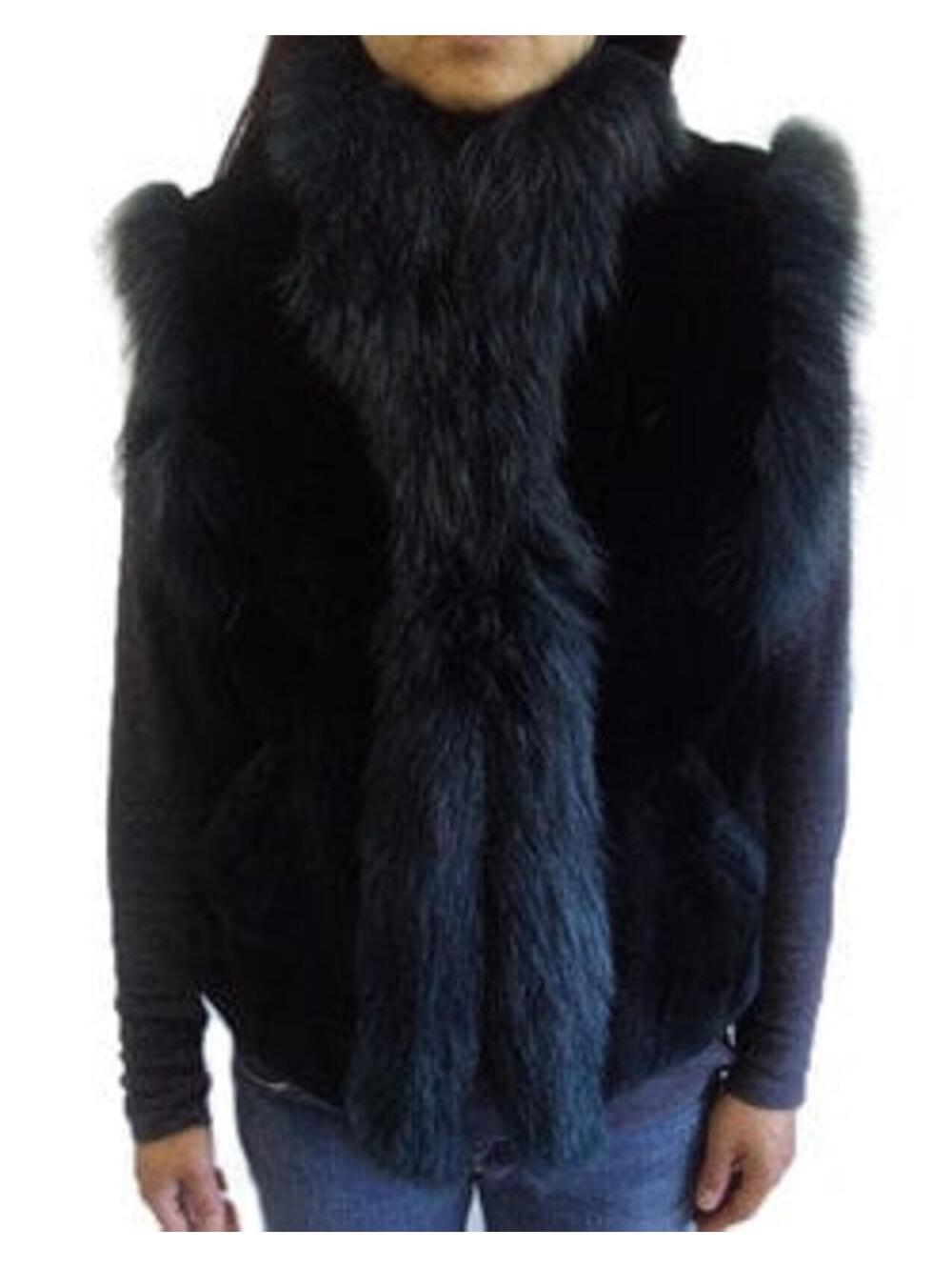New Dark Green Sheared Beaver Fox Fur Vest Jacket Women Woman Sz4